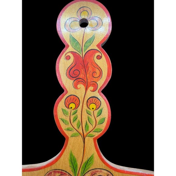 Russian VTG Wood Decorative Folk Art Cutting Board Kitchen Decor Hand Painted Fl - Picture 5 of 8